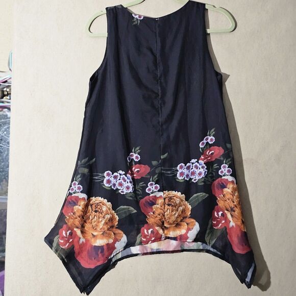 Body Central Black Floral Chiffon Sleeveless Irregular Mini Dress Medium Sexy - Picture 9 of 9